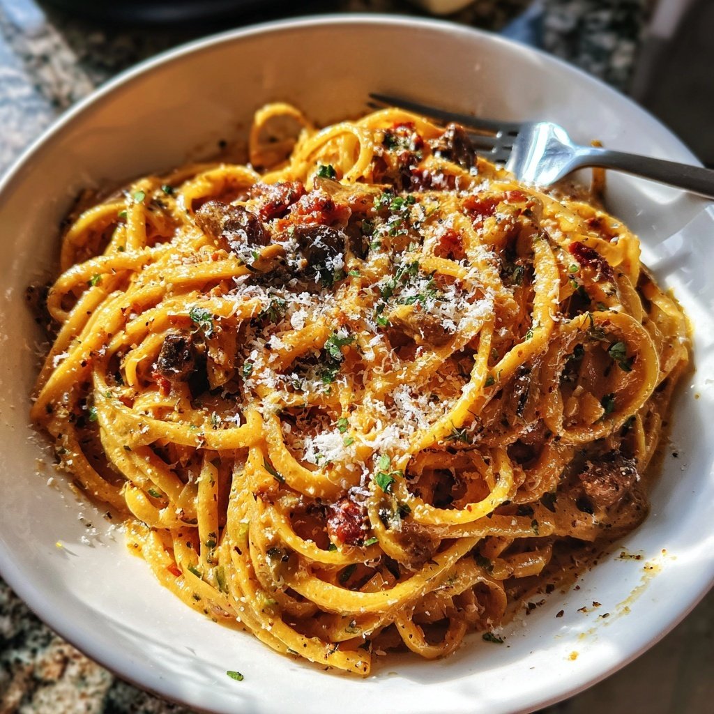 Romantic Creamy Tomato Mushroom Pasta
