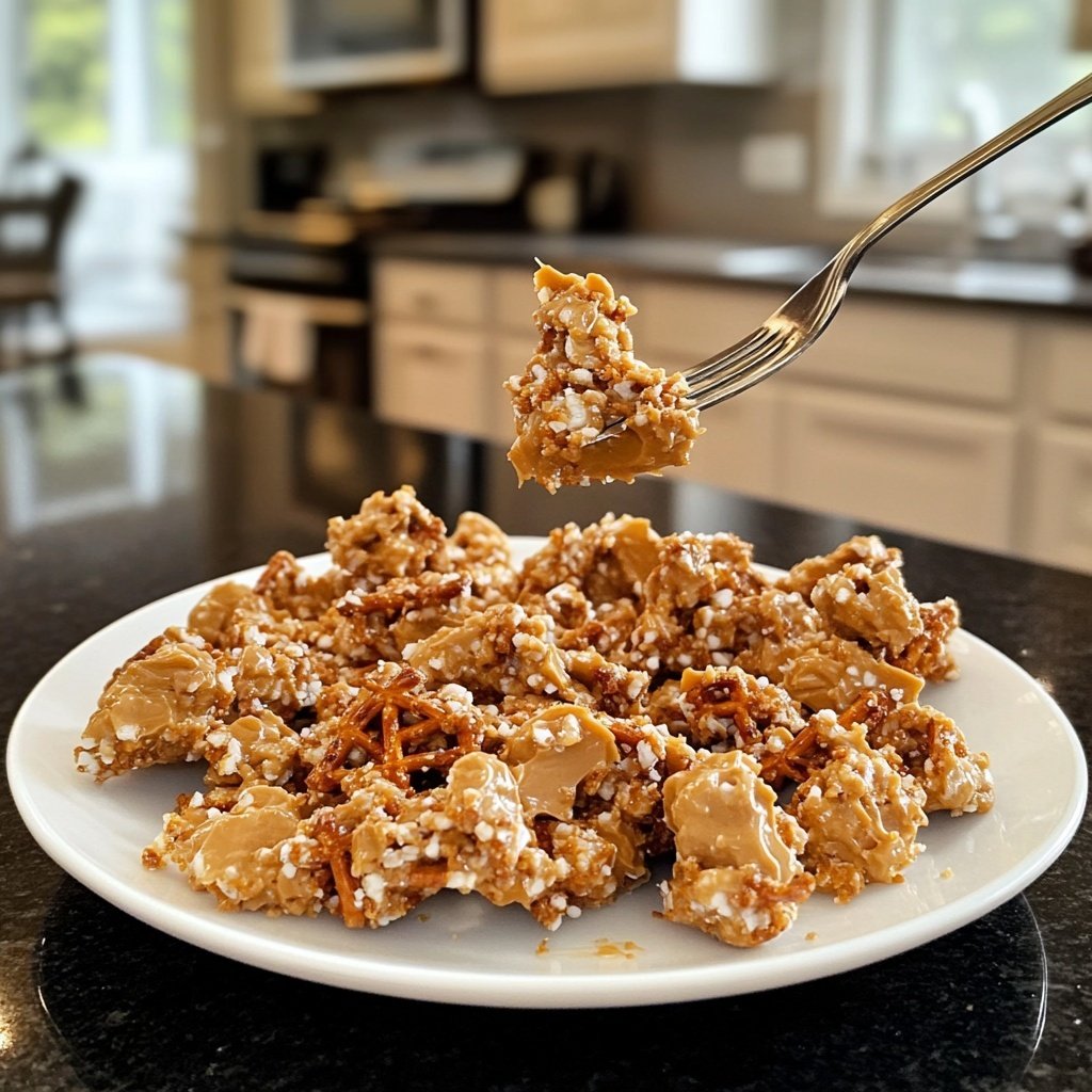 No-Bake Peanut Butter Pretzel Clusters