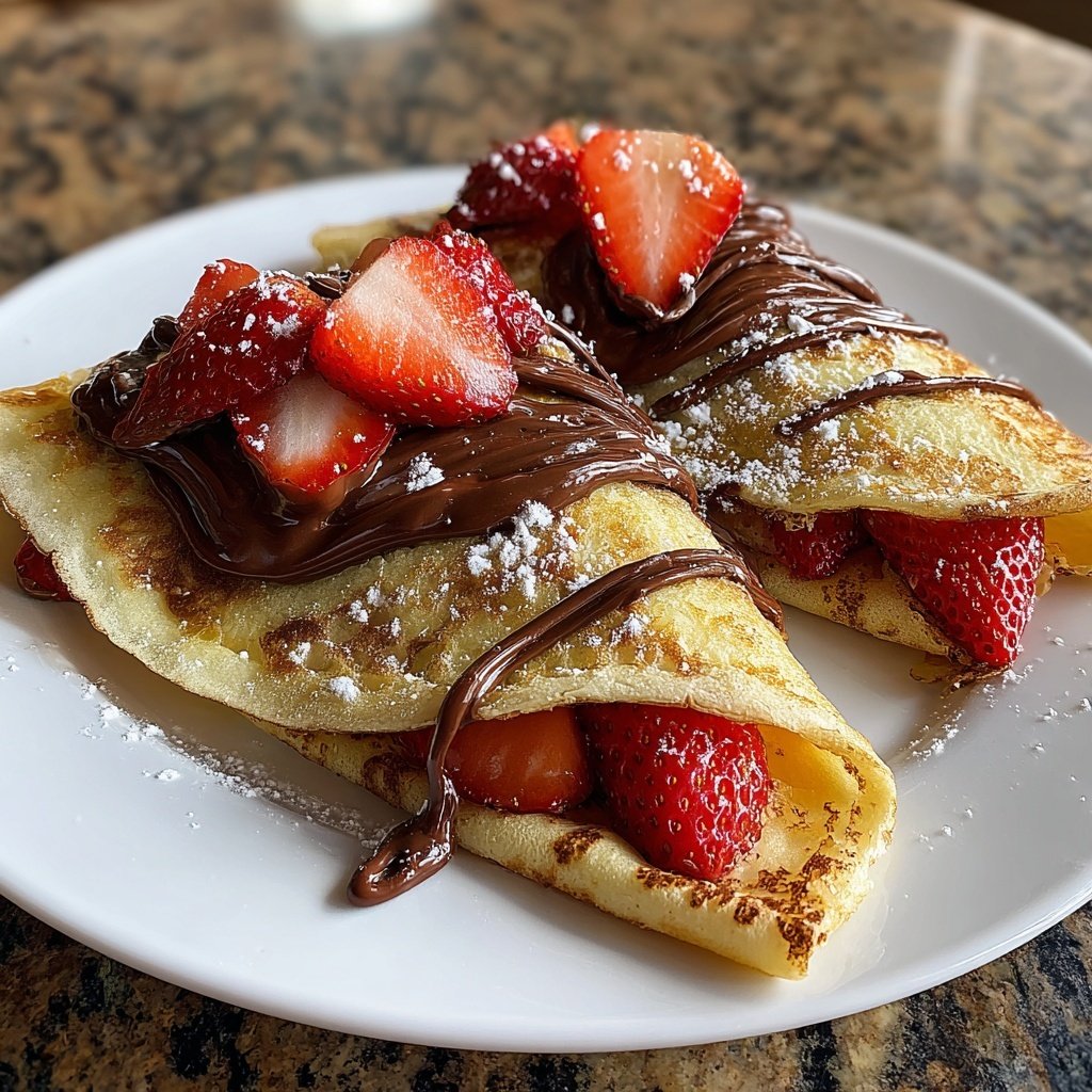 Valentine Breakfast Chocolate Stuffed Crepes