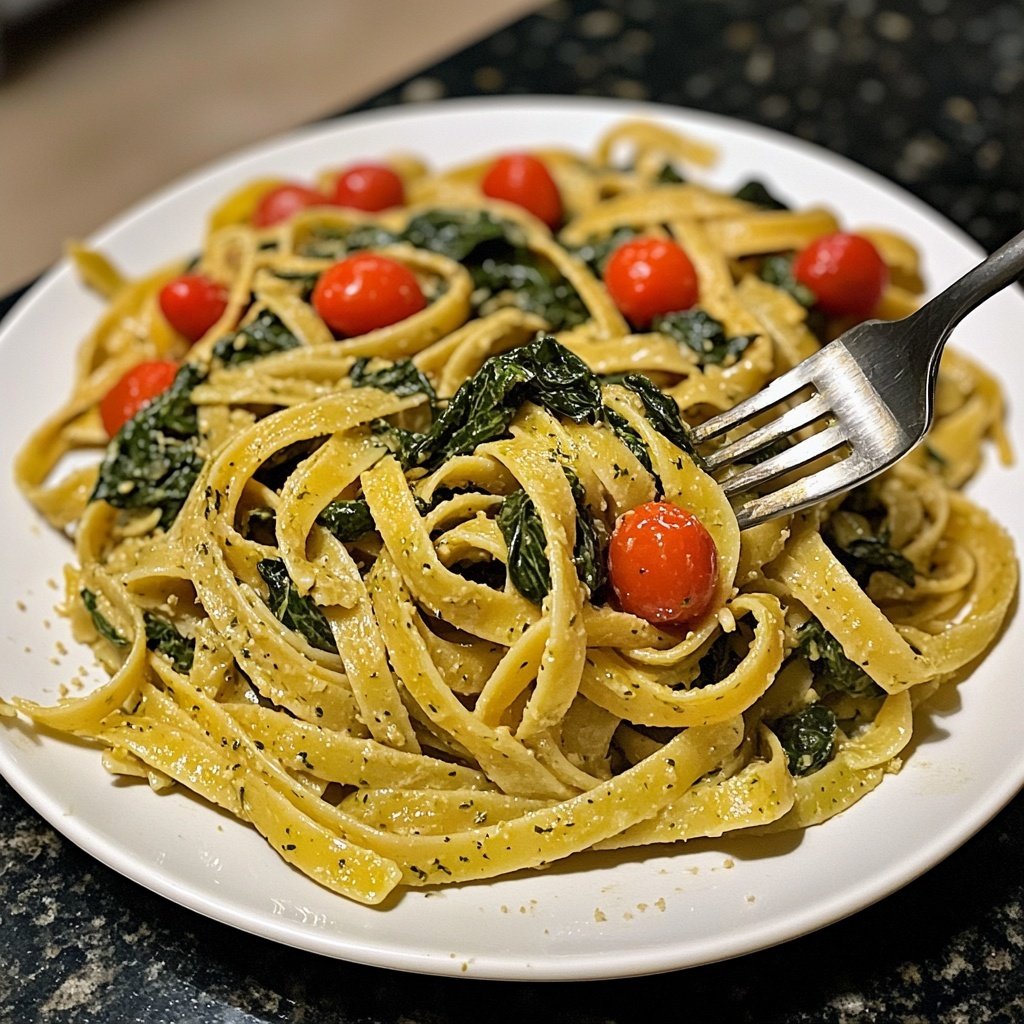 Delicious Spinach Tomato Pasta