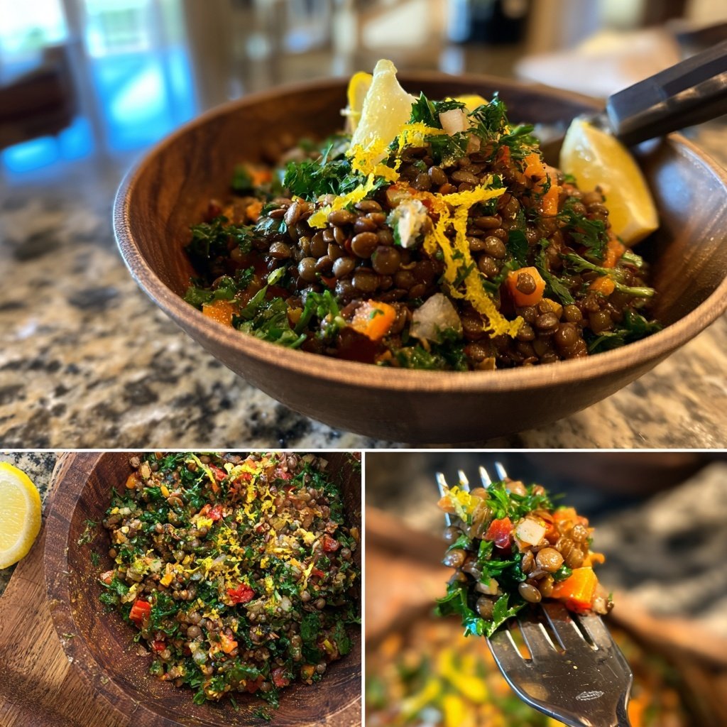 Healthy Lunch Lentil Salad with Lemon
