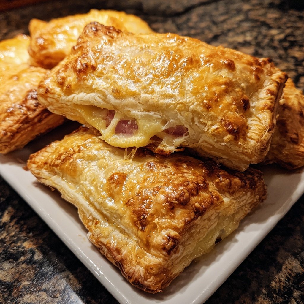 Ham and Cheese Puff Pastry Pockets